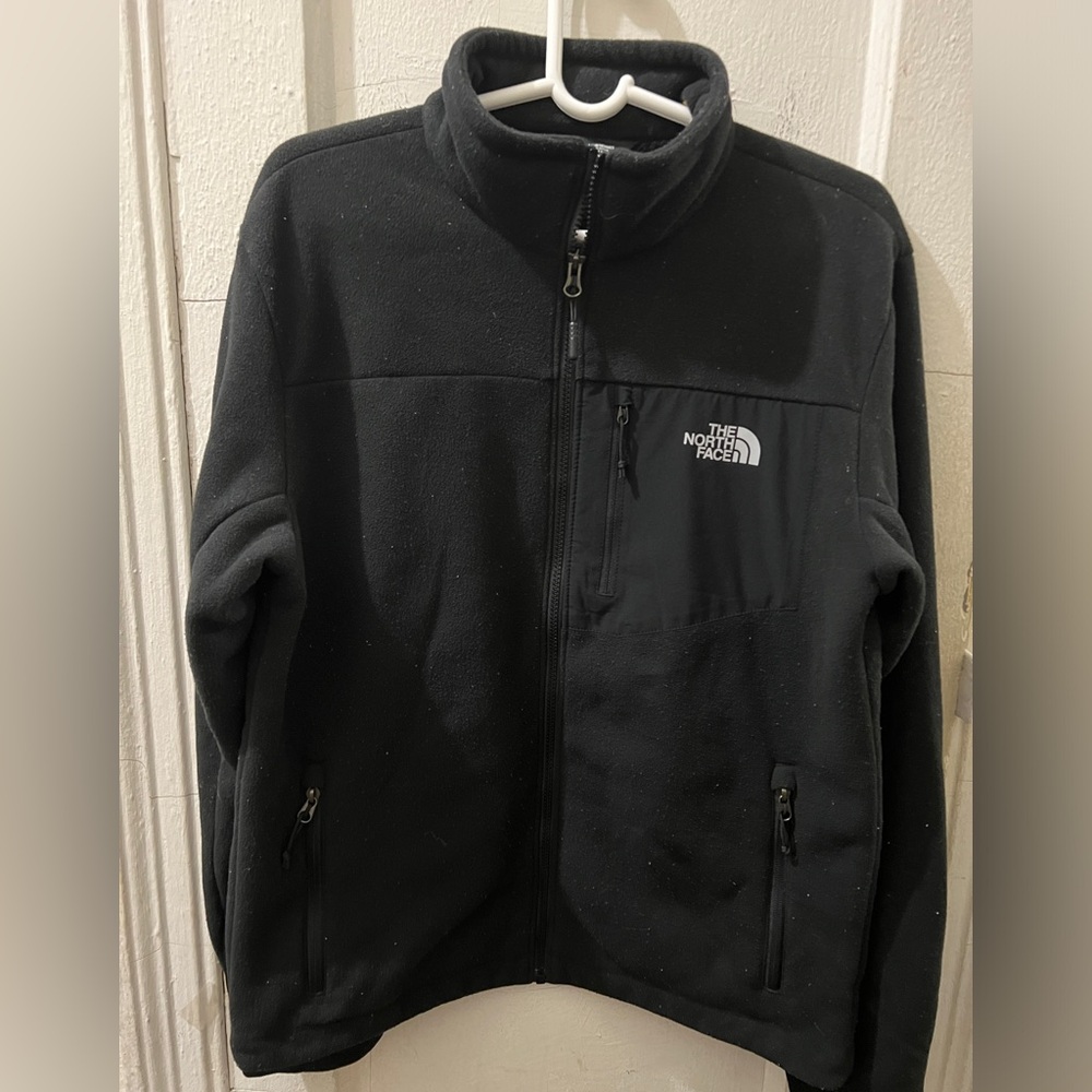 The North Face Softshell Polyester Jacket Men's sz M Outdoor Black Full Zip